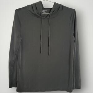 LOFT Top Size Small S Modal Jersey Knit Long Sleeve Hooded Gray